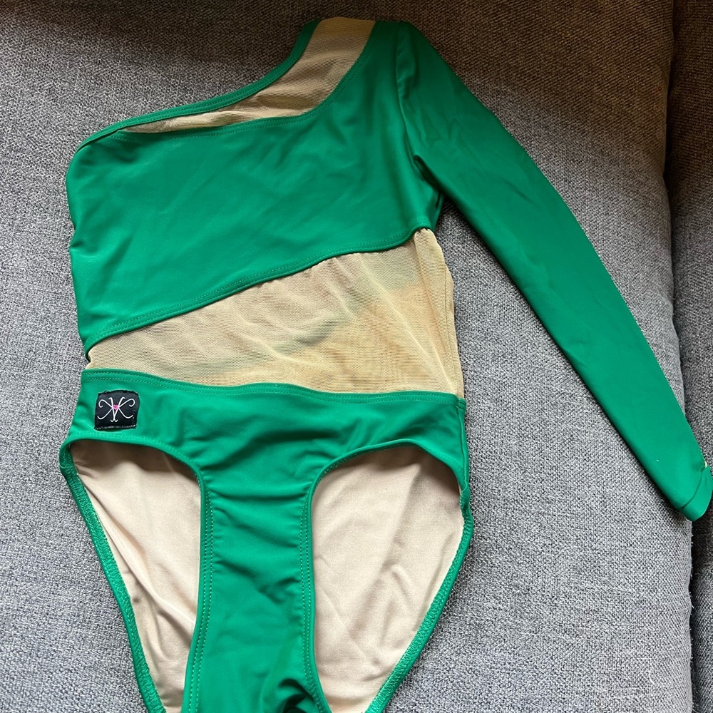 Vibrant Green and Tan Kids Bodysuit